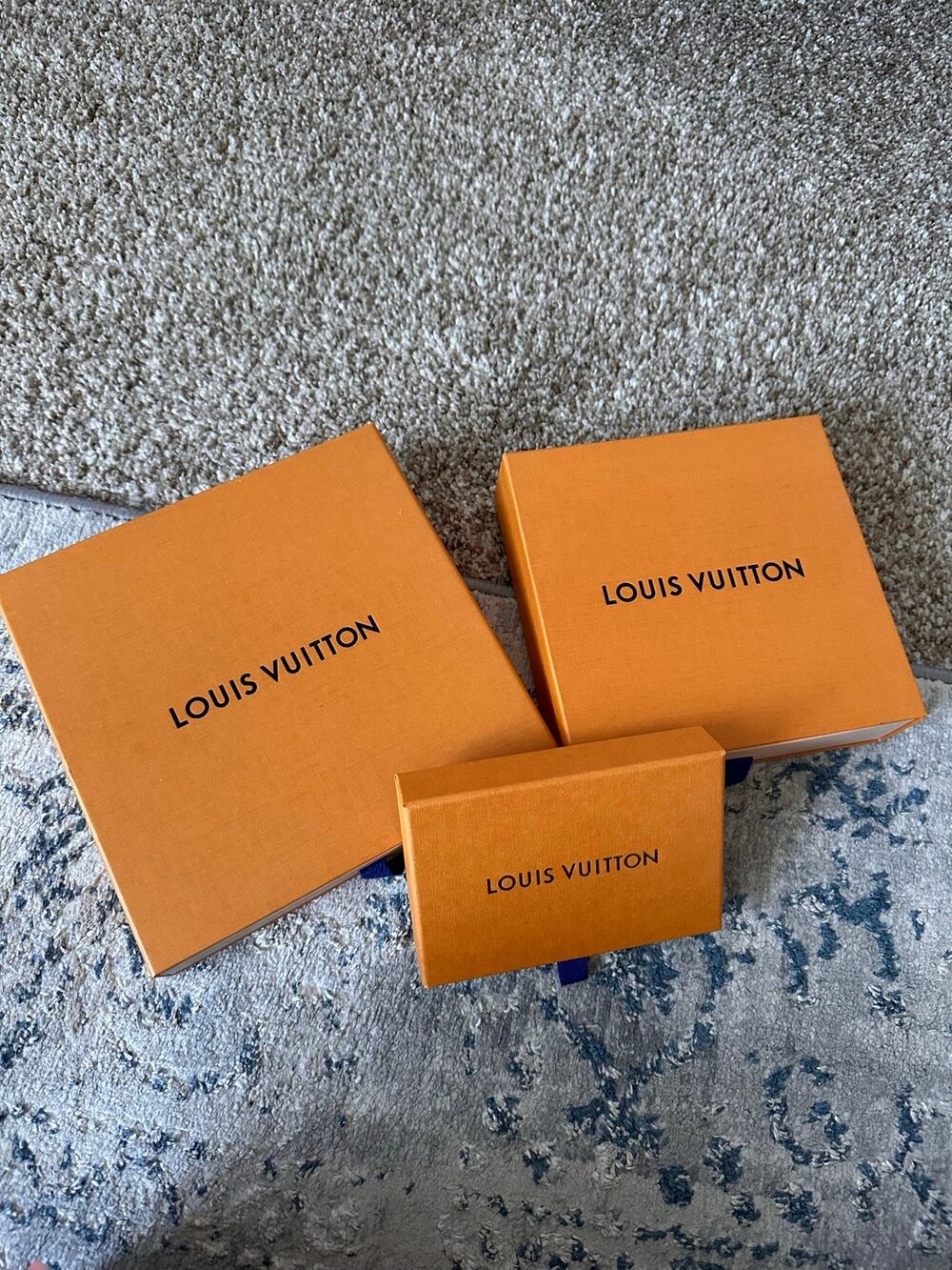 Three (3) AUTHENTIC LOUIS VUITTON Boxes / Storage Compartments with Dust Bags